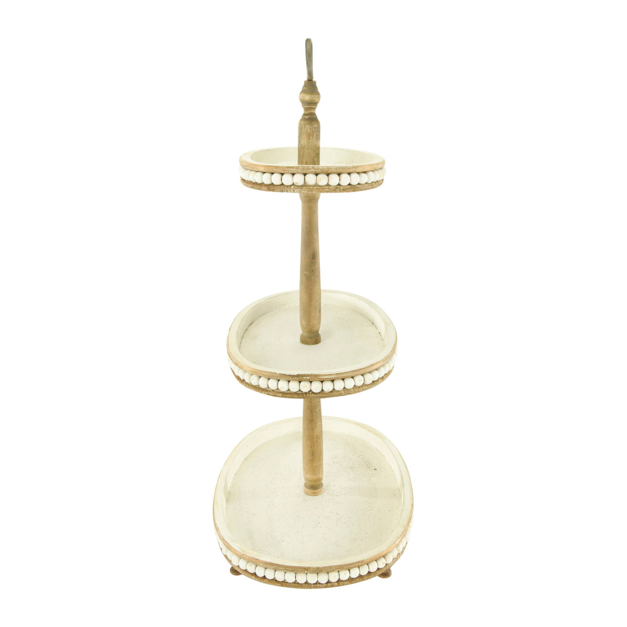 Hello Honey® 30.5" Decorative Oval 3-Tier Wood Tray with Handle